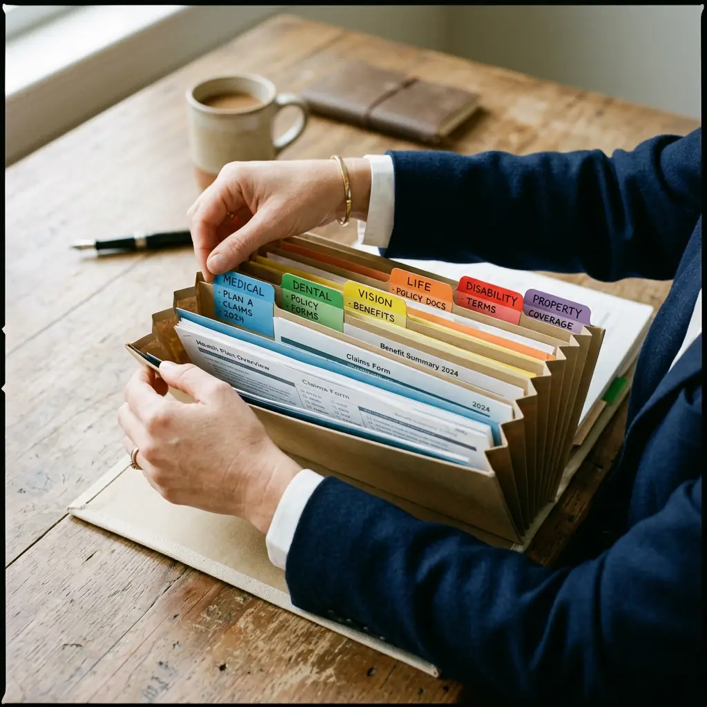 Organized insurance documents prepared for a clear coverage review